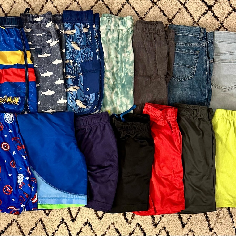 14pc Boys Shorts Set, Size S (6/7), Multiple Styles, Jeans, Swim Trunks, B-ball